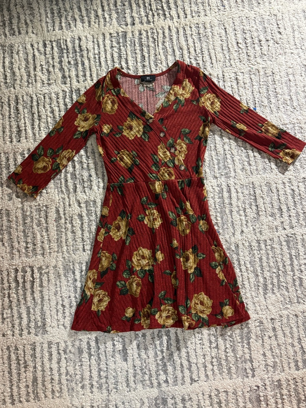 IN San Francisco rust floral skater style dress flared due M